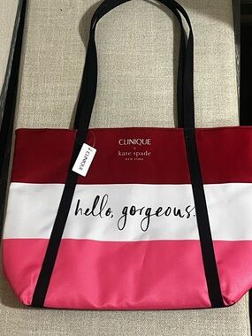 Clinique x Kate Spade Pink & Red 'Hello, Gorgeous' Tote